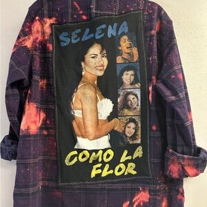 Selena Graphic Upcycled Flannel Shirt XLT